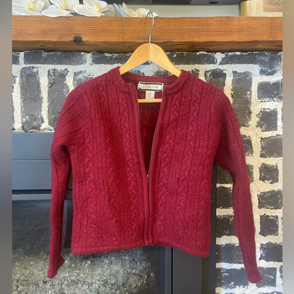 Crystal Kobe Vintage red wool zip up